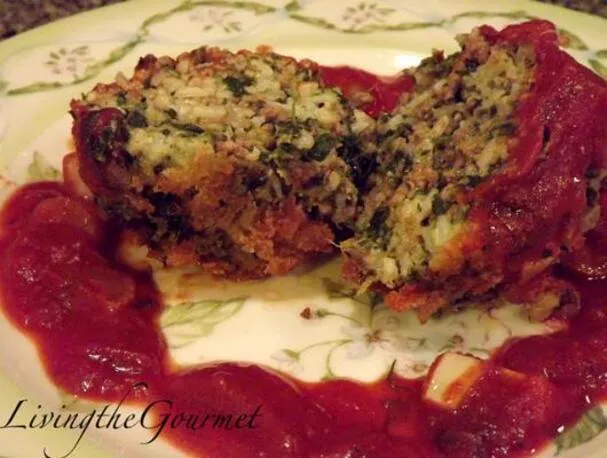 Reisbällchen mit Spinat & roter Soße mit Fenchel!!!